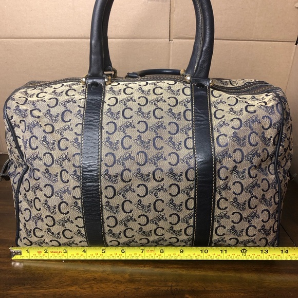 CELINE Navy Blue and Grey Monogram Boston Carry On Overnight Travel Bag 35cm - Picture 13 of 17